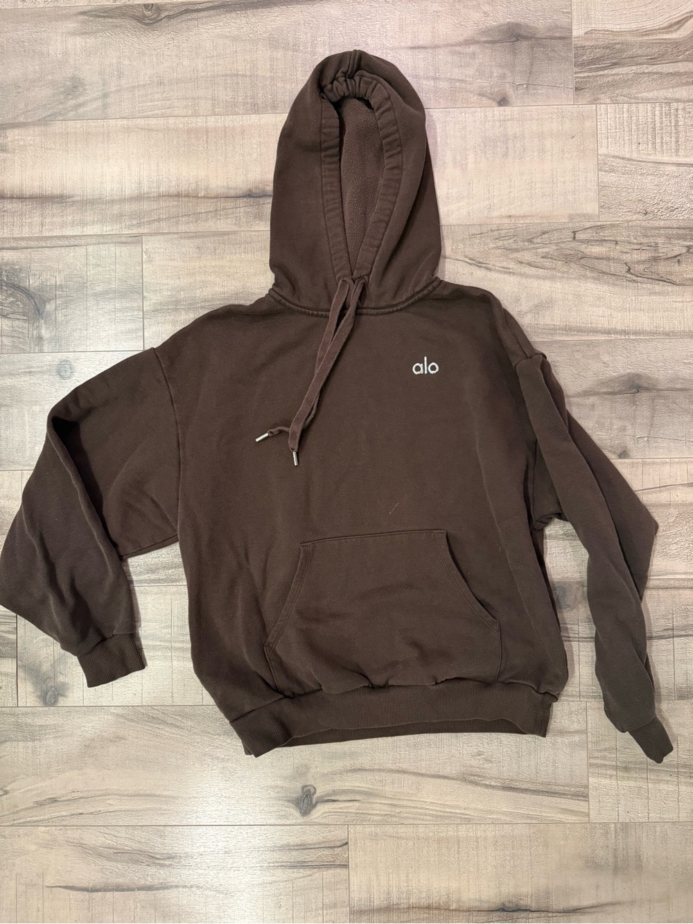 SOLD ON M E R C Alo SET espresso wide leg pants and hoodie - Picture 4 of 7
